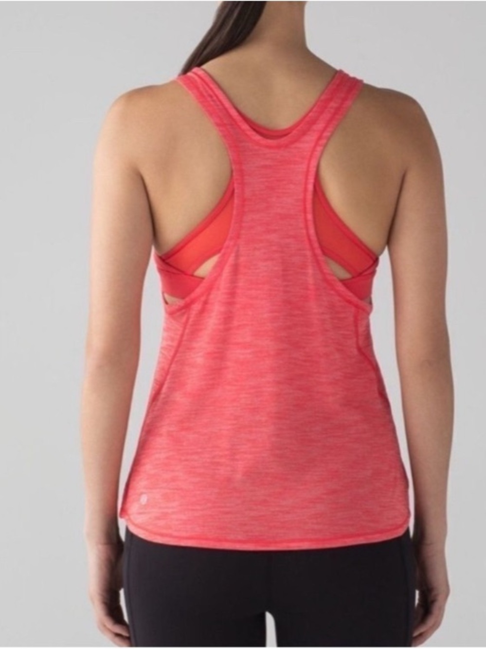 Lululemon Glide and Stride Women’s Coral Red Orange Layered Tank Top Size 6